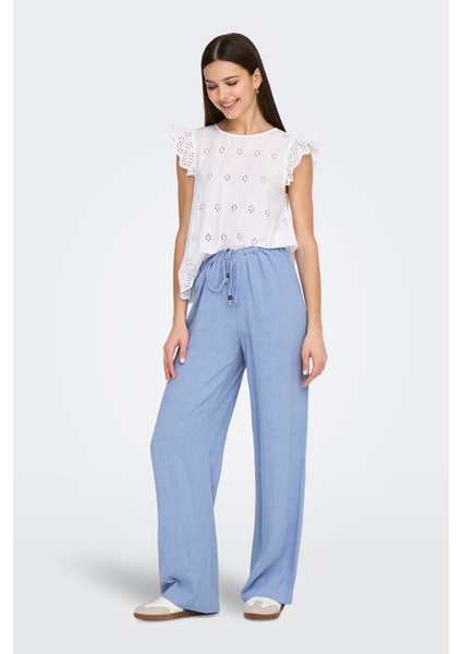 Onlsolvi Regular Fit Normal Bel Geniş Paça Keten Karışımlı Pantolon Bayan Pantolon 15338692 fiyatları