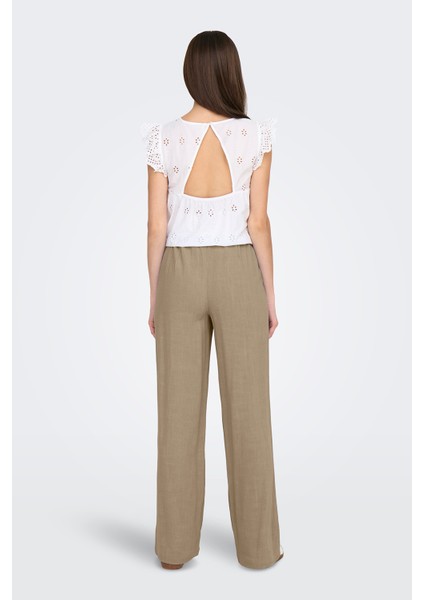 Onlsolvi Regular Fit Normal Bel Geniş Paça Keten Karışımlı Pantolon Bayan Pantolon 15338692 fiyatları