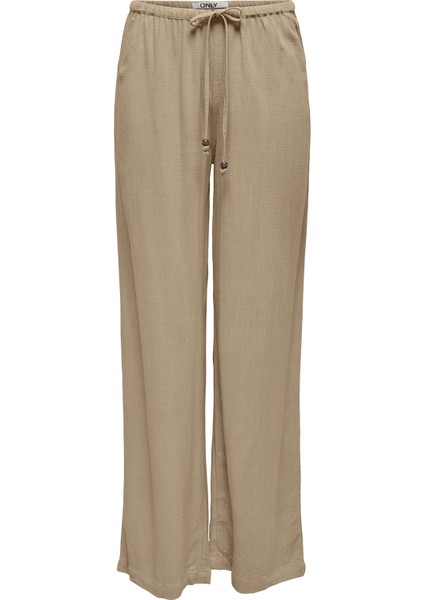 Onlsolvi Regular Fit Normal Bel Geniş Paça Keten Karışımlı Pantolon Bayan Pantolon 15338692 modelleri