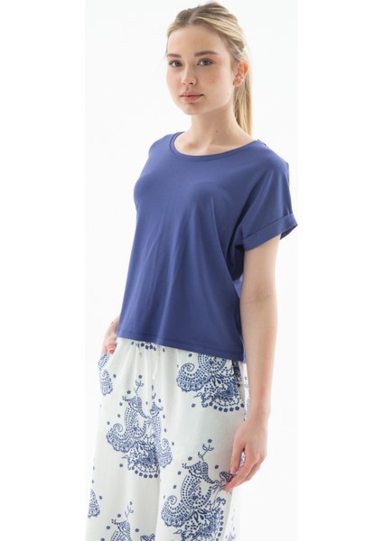 Comfort Fit Bisiklet Yaka Bluz Bayan Bluz 25Y0519K1
