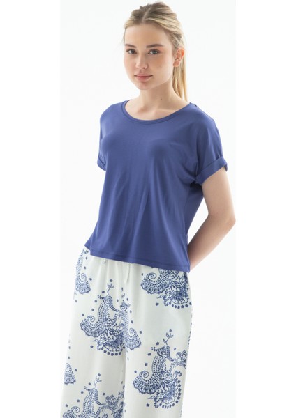 Comfort Fit Bisiklet Yaka Bluz Bayan Bluz 25Y0519K1