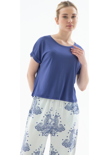 Comfort Fit Bisiklet Yaka Bluz Bayan Bluz 25Y0519K1