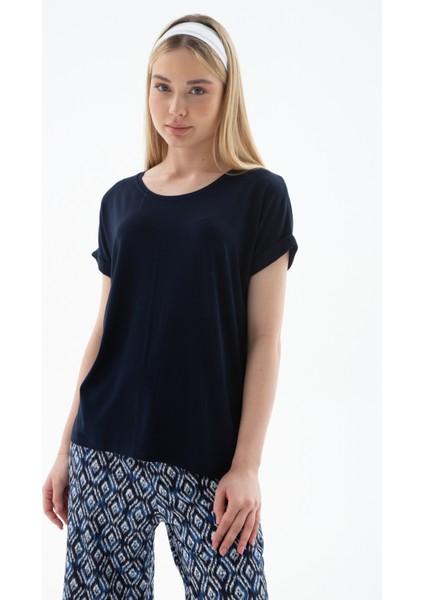Streç Regular Fit Yuvarlak Yaka Bluz Bayan Bluz 25Y0194K1