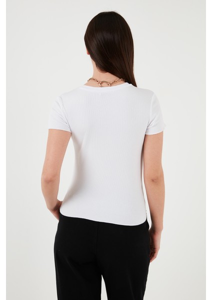 Slim Fit Bisiklet Yaka Fitlli Crop T Shirt Bayan T Shirt 25Y0444K1 fırsatları