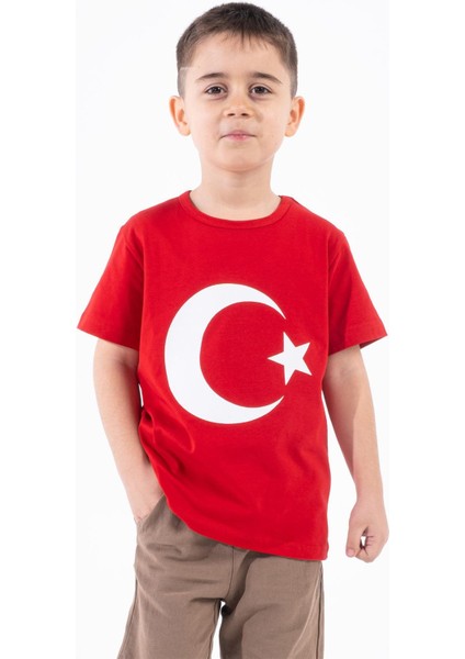 Erkek Çocuk Türk Bayraklı Kırmızı Tshirt Penye fiyatları