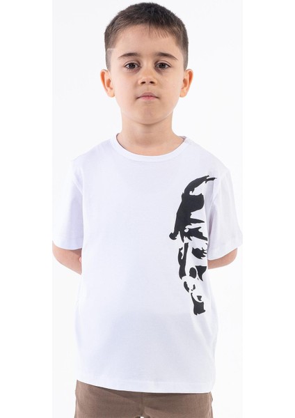 Erkek Çocuk Atatürk Siluet Baskılı Beyaz Tshirt fiyatları