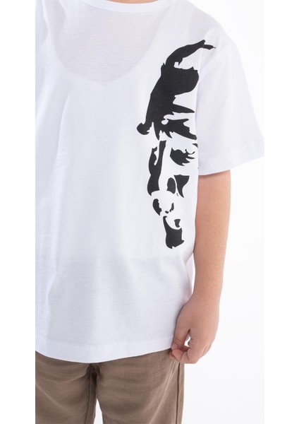 Erkek Çocuk Atatürk Siluet Baskılı Beyaz Tshirt modelleri