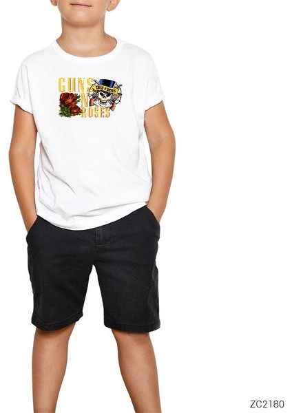 Guns N Roses Skull Alternative Beyaz Çocuk Tişört