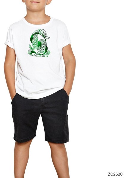 Harry Potter Slytherin Beyaz Çocuk Tişört