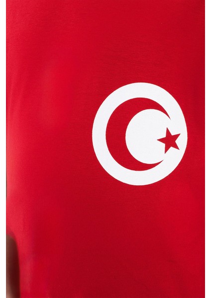 Kız Çocuk Türk Bayrak Göğüs Arma Baskılı Kırmızı Tshirt modelleri