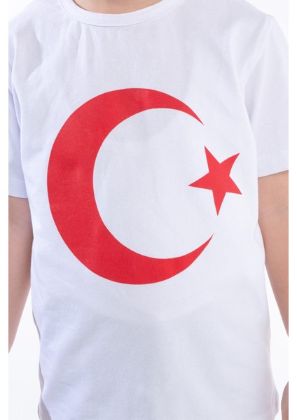 Kız Çocuk Türk Bayraklı Beyaz Tshirt Penye modelleri