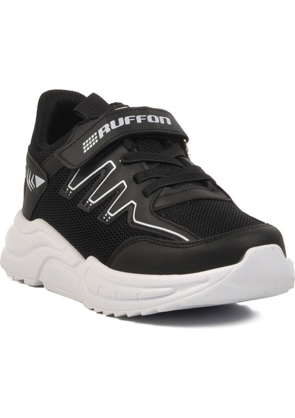 Siyah Beyaz Cırtlı Fileli Hafif Çocuk Spor Ayakkabı 2320 F modelleri