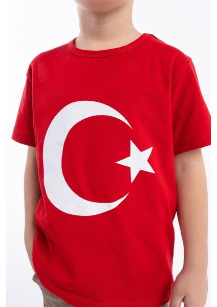 Kız Çocuk Türk Bayraklı Kırmızı Tshirt Penye modelleri
