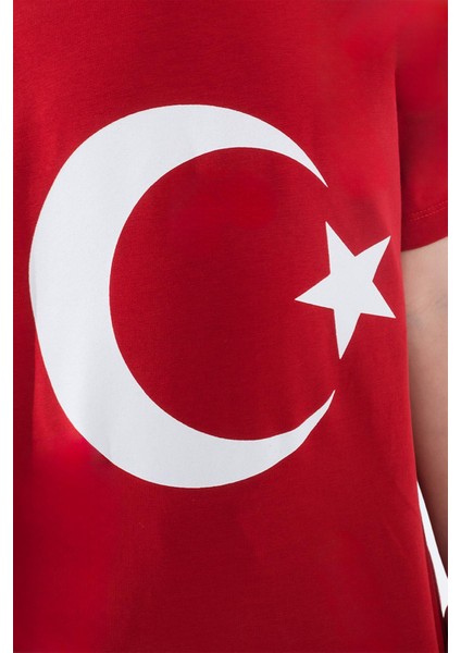 Kız Çocuk Türk Bayraklı Kırmızı Tshirt Penye fırsatları