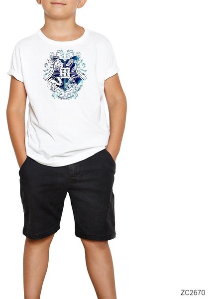 Harry Potter Hogwart Beyaz Çocuk Tişört