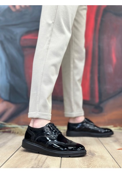 ET0003 Bağcıklı Klasik Siyah Taban Rugan Yüksek Taban Casual Erkek Ayakkabı fiyatları