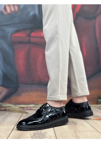 ET0003 Bağcıklı Klasik Siyah Taban Rugan Yüksek Taban Casual Erkek Ayakkabı modelleri