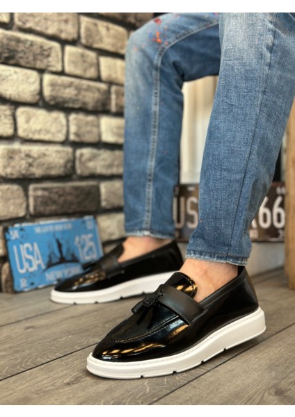 ET0005 Bağcıksız Yüksek Beyaz Taban Klasik Rugan Püsküllü Corcik Erkek Ayakkabı fiyatları