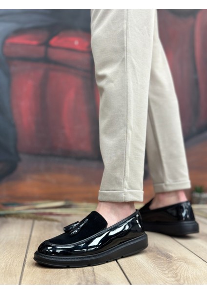 ET0005 Bağcıksız Yüksek Taban Siyah Taban Klasik Süet Detaylı Püsküllü Corcik Erkek Ayakkabı fiyatları