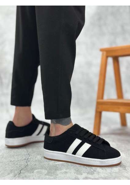 ET0235 Iki Çizgili Siyah Süet Erkek Günlük Ayakkabı indirimleri