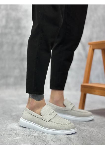 ET0355 Bağcıksız Keten Gri Klasik Corcik Erkek Ayakkabı indirimleri