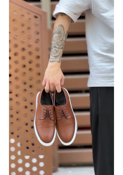 ET0003 Bağcıklı Klasik Taba Beyaz Kalın Taban Casual Erkek Ayakkabı modelleri
