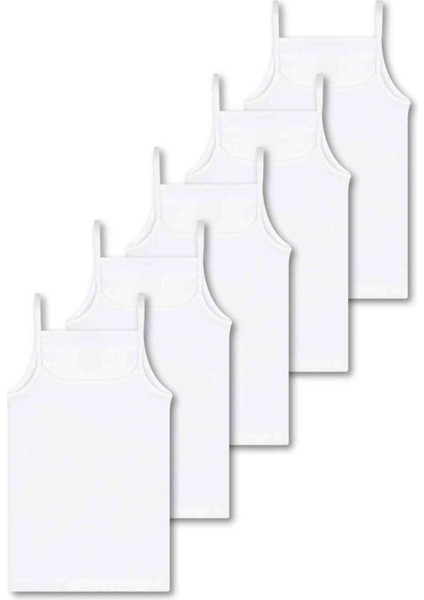 %95 Pamuklu Kız Çocuk Likralı Penye Atlet Fanila Iç Çamaşır 5li Set