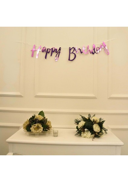 Pembe Renkli Happy Birthday El Yazısı Banner