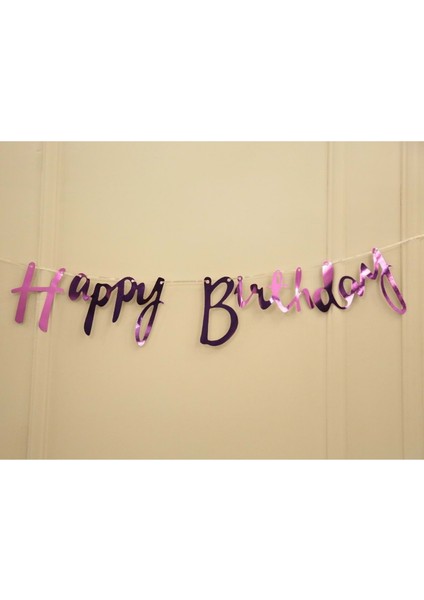 Pembe Renkli Happy Birthday El Yazısı Banner fiyatları