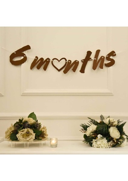 6 Months Craft Renk Banner Ipli Duvar Süsü Yarım Yaş Altı Ay Parti Süsü ve Üçgen Flama Ikili Set