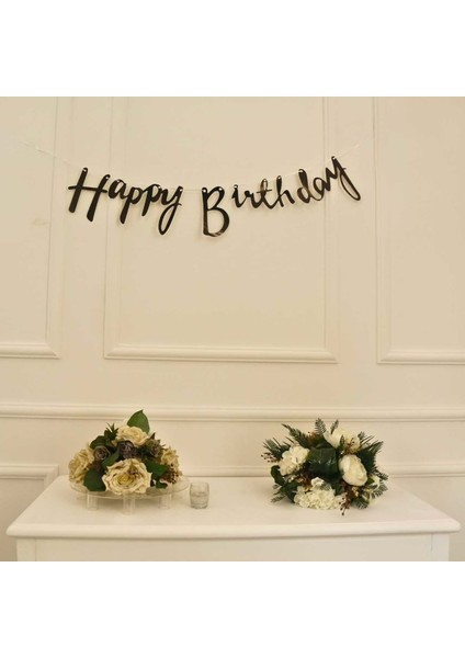 Siyah Renkli Happy Birthday El Yazısı Banner