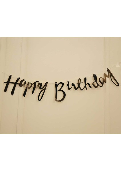 Siyah Renkli Happy Birthday El Yazısı Banner