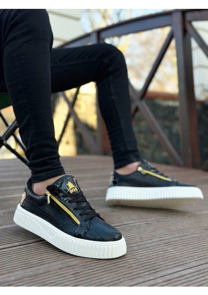 ET-S-308 Kalın Yüksek Taban Çift Fermuarlı Siyah Beyaz Erkek Ayakkabı fiyatları