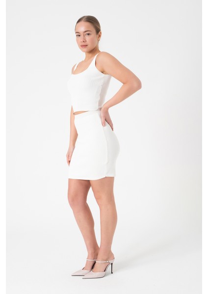 Yazlık Alt Üst Kadın Triko Takım - Beyaz fırsatları