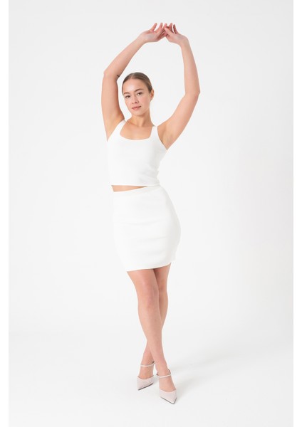 Yazlık Alt Üst Kadın Triko Takım - Beyaz indirimleri