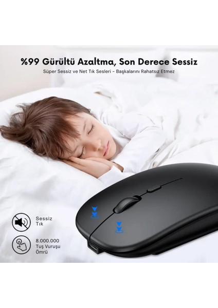 Ergonomik Şarj Edilebilir Sessiz 2.4g Kablosuz Bluetooth Mouse Şarjlı Kablosuz Mouse fırsatları