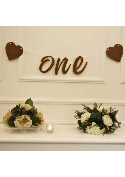 One Yazılı Craft Renk Banner Ipli Duvar Süsü 1 Yaş Parti Süsü