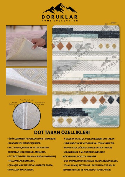 Kaymaz Taban Yıkanabilir Dijital Baskı Dekoratif Modern Desenli Dot Taban Halı Nes V2 Serisi NES026 fiyatları