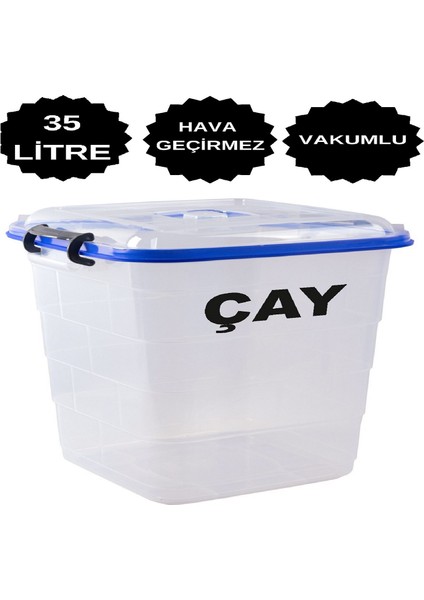 Çay Saklama Kutusu Kabı Mega Büyük Boy 35 Litre Vakumlu Silikonlu Yeni Ürün