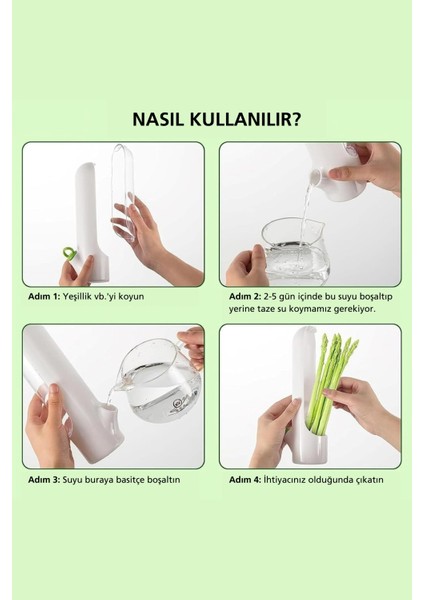 3’lü Yeşillik Saklama Kabı Seti - Uzun Süre Taze Tutma, Herb Keeper Sebze Kapları