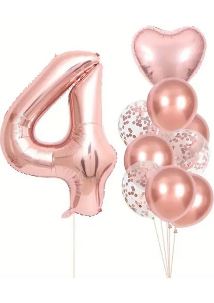 Rose Gold Kalpli 4 Yaş Folyo Balon Set