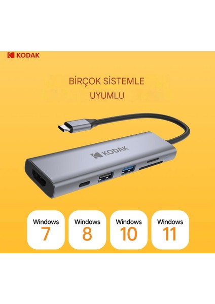 6'ın 1'i Hub Çoklayıcı CE Lisanslı HDMI 4K 30Hz/Pd 100W Type-C/Tf Kart/Sd Kart/Usb 3.0/Usb 2.0/ Laptop/Macbook/ Cep Telefonu Bilgisayar Tablet Hızlı Son Nesil Yeni Teknoloji Metal Sağlam Orjinal