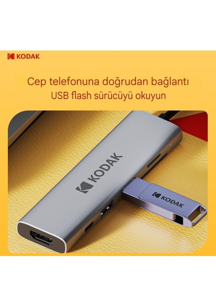 6'ın 1'i Hub Çoklayıcı CE Lisanslı HDMI 4K 30Hz/Pd 100W Type-C/Tf Kart/Sd Kart/Usb 3.0/Usb 2.0/ Laptop/Macbook/ Cep Telefonu Bilgisayar Tablet Hızlı Son Nesil Yeni Teknoloji Metal Sağlam Orjinal