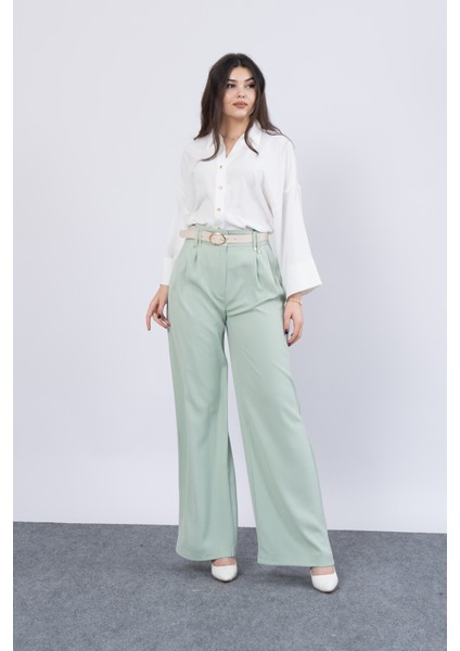 Plazzo Bol Kesim Cepli ve Kemerli Trend Pantolon 30216