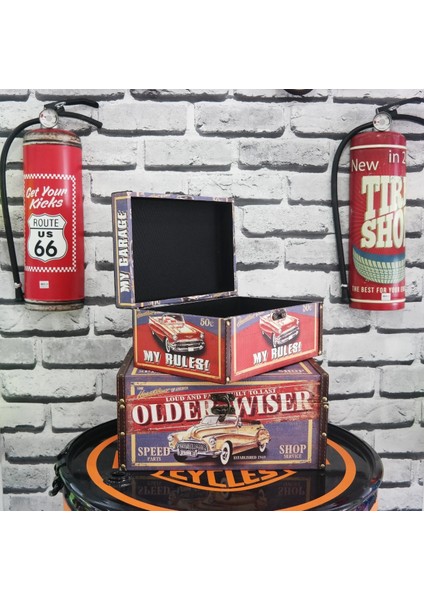 Ahşap Kutu My Garage 2'li Set Ofis Hobi Hediyelik Depolama Sandık Ev 35X25X16CM-30X20X14CM fiyatları