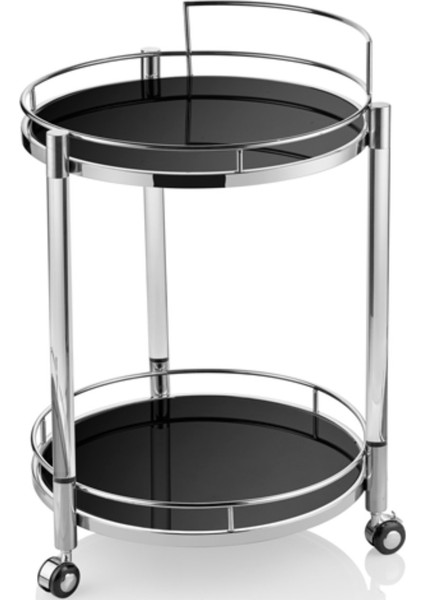 Silver Servis Araba 50 x 80 cm Dekoratif Pleksi Metal Füme Cam Gümüş Renk Ev Işyeri 1 Adet