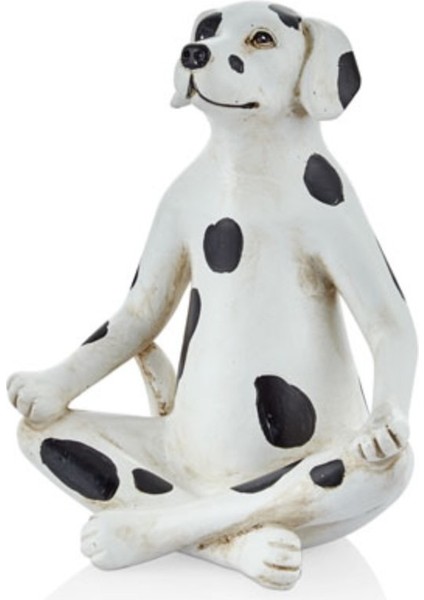 Yoga Dog 11,8X9X15CM Dekoratif Köpek Dalmaçyalı Oturmuş Meditasyon Poz Polyresin Heykel 1 Adet