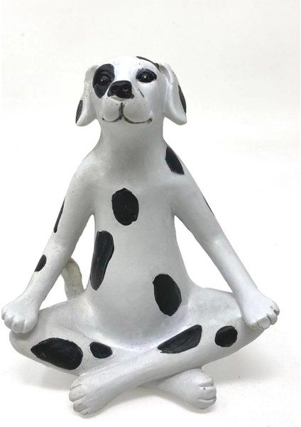 Yoga Dog 11,8X9X15CM Dekoratif Köpek Dalmaçyalı Oturmuş Meditasyon Poz Polyresin Heykel 1 Adet indirimleri