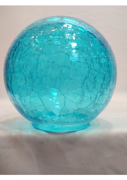 Glob Avize Camı.turkuaz Mavi Renkte.çatlatılmış DESENLI.(ÇAP:15.00cm-DUY YUVASI:7.00cm) fiyatları