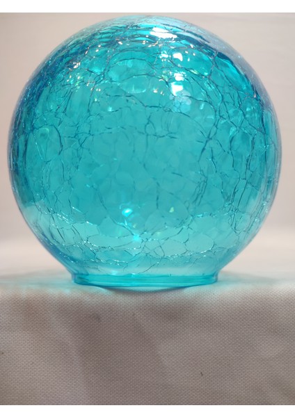 Glob Avize Camı.turkuaz Mavi Renkte.çatlatılmış DESENLI.(ÇAP:15.00cm-DUY YUVASI:7.00cm) modelleri